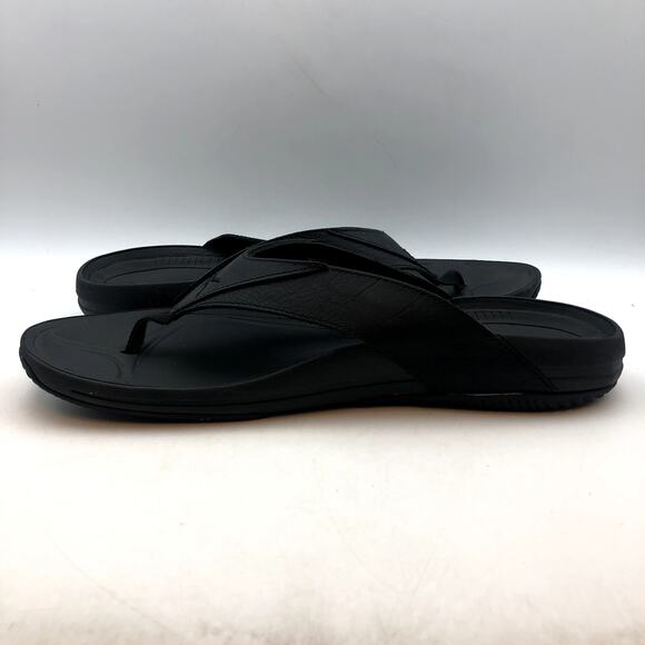 Kuru Mens KALA Flip Flop Sandals Size 12 Jet Black Leather NIB - Picture 4 of 9